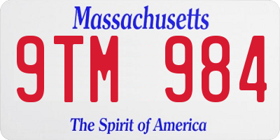 MA license plate 9TM984