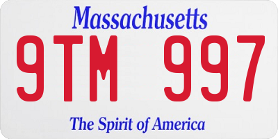 MA license plate 9TM997
