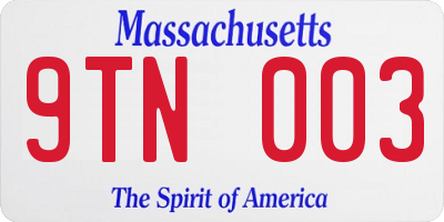 MA license plate 9TN003