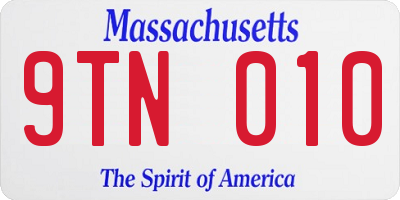 MA license plate 9TN010