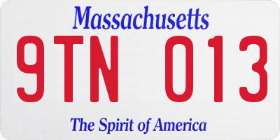MA license plate 9TN013