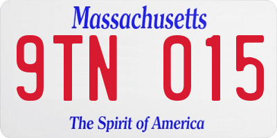 MA license plate 9TN015