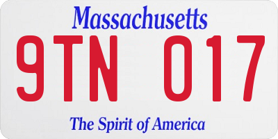 MA license plate 9TN017