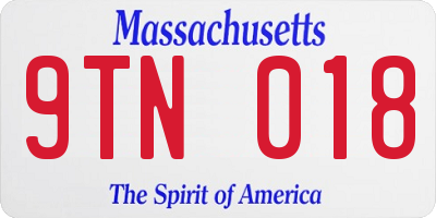MA license plate 9TN018
