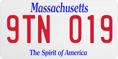 MA license plate 9TN019