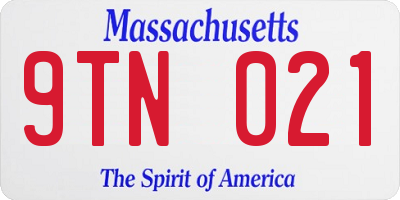MA license plate 9TN021
