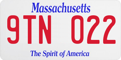 MA license plate 9TN022