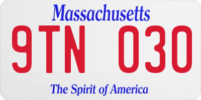 MA license plate 9TN030