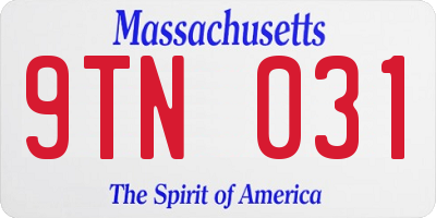 MA license plate 9TN031