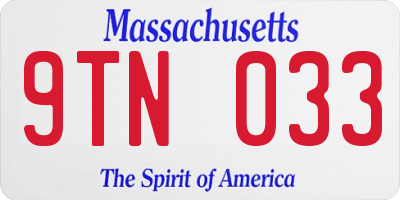 MA license plate 9TN033