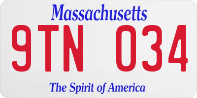 MA license plate 9TN034