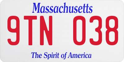 MA license plate 9TN038