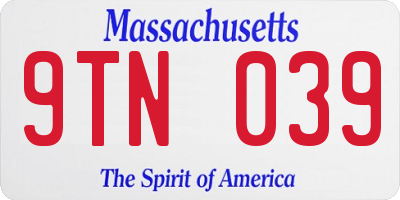 MA license plate 9TN039