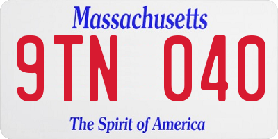 MA license plate 9TN040
