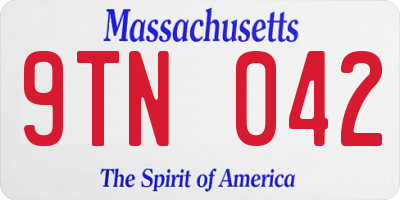 MA license plate 9TN042