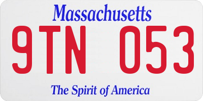 MA license plate 9TN053