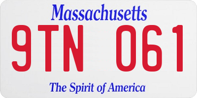 MA license plate 9TN061