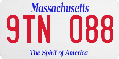MA license plate 9TN088