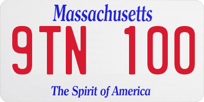 MA license plate 9TN100