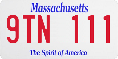 MA license plate 9TN111