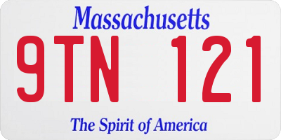 MA license plate 9TN121