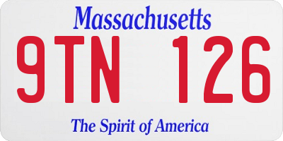 MA license plate 9TN126
