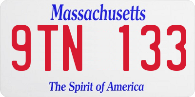 MA license plate 9TN133