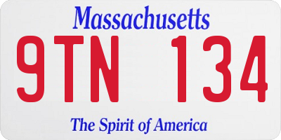 MA license plate 9TN134