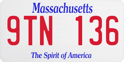 MA license plate 9TN136