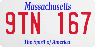 MA license plate 9TN167