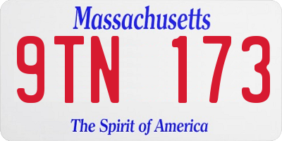 MA license plate 9TN173