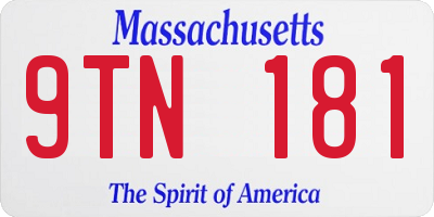 MA license plate 9TN181