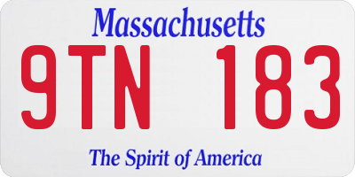 MA license plate 9TN183