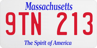 MA license plate 9TN213