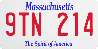 MA license plate 9TN214