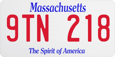 MA license plate 9TN218