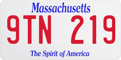 MA license plate 9TN219