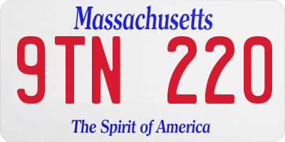 MA license plate 9TN220