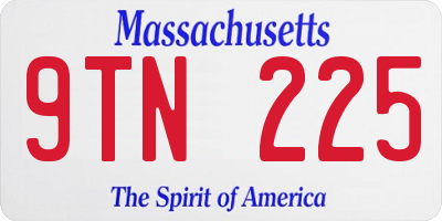 MA license plate 9TN225