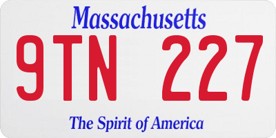 MA license plate 9TN227
