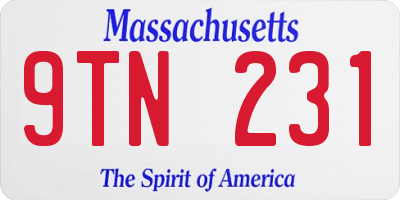 MA license plate 9TN231
