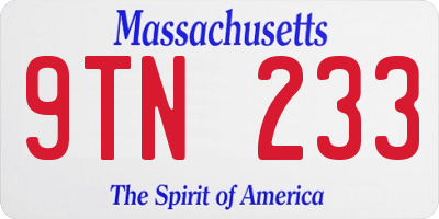 MA license plate 9TN233