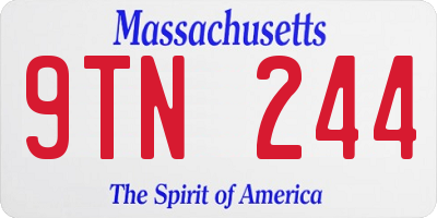 MA license plate 9TN244