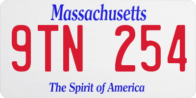 MA license plate 9TN254