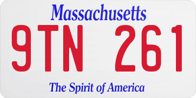 MA license plate 9TN261