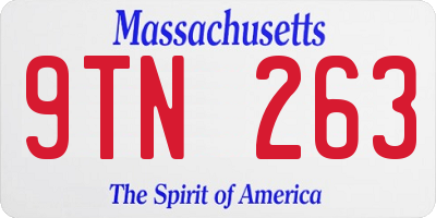 MA license plate 9TN263