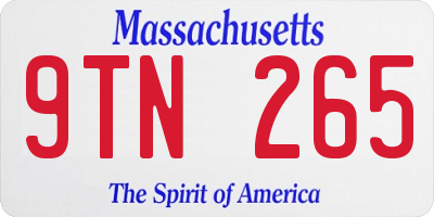 MA license plate 9TN265