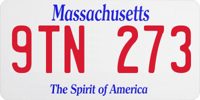 MA license plate 9TN273