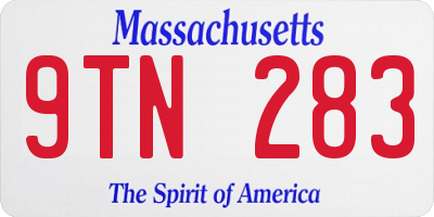 MA license plate 9TN283