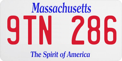 MA license plate 9TN286